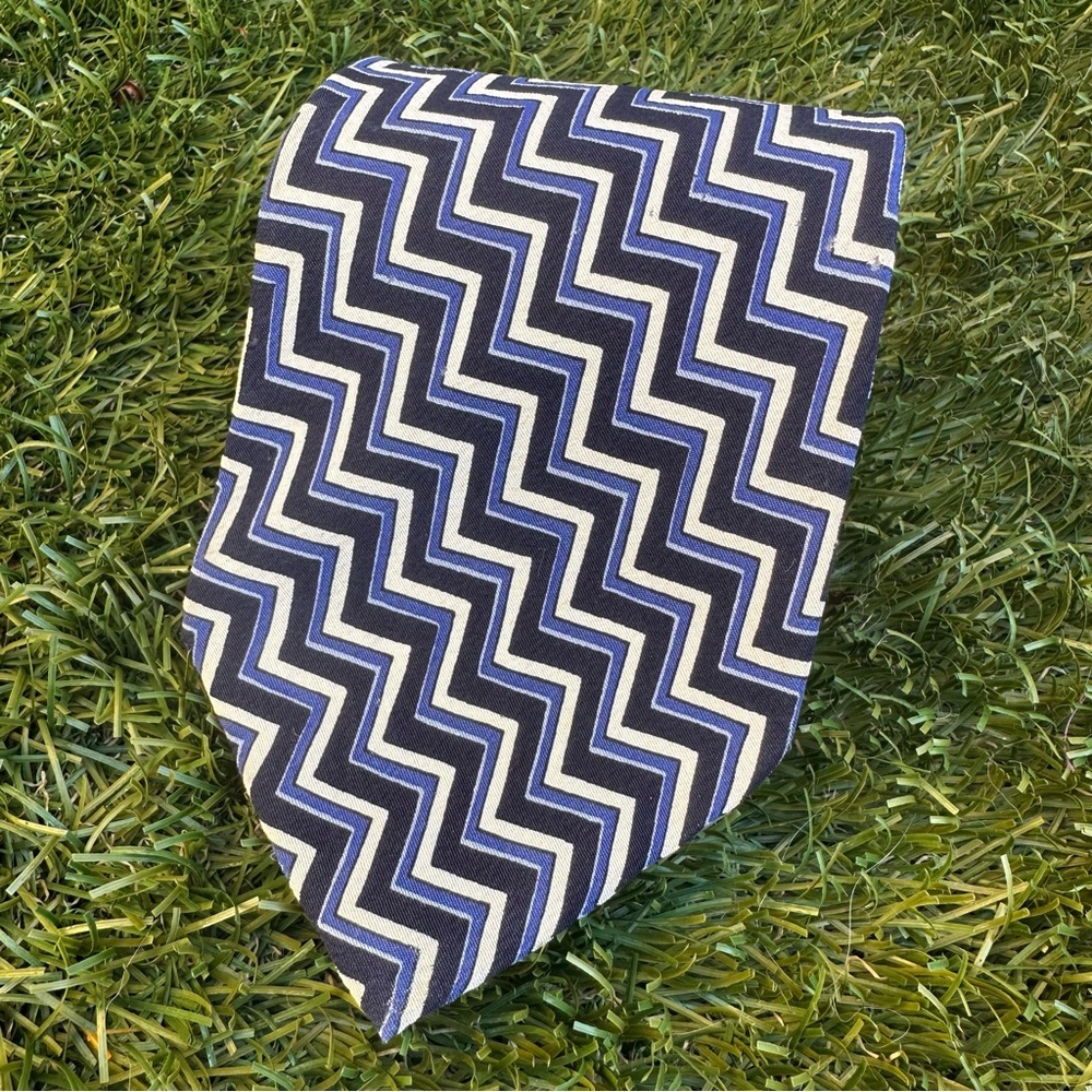 Vintage Polo Ralph Lauren Blue Chevron Neck Tie Academia Prep 90s Y2K RARE